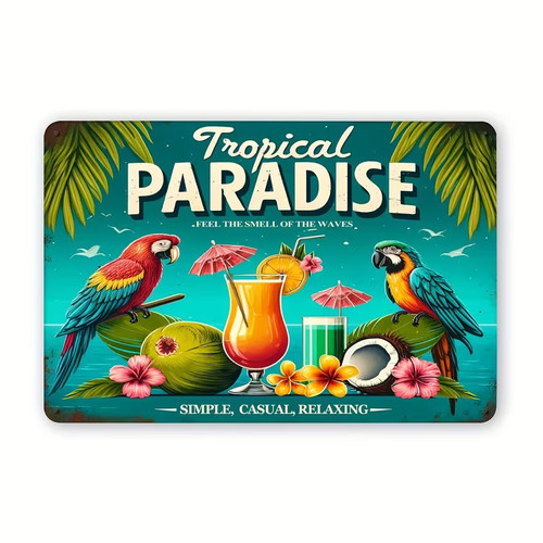Flat metal plaque tiki bar - 2d,