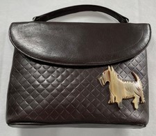 Vintage Brown Leather Handbag with original Purse, Mirror  and ID Card