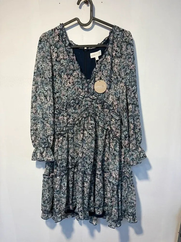 Apricot blue pink ditsy - , floral