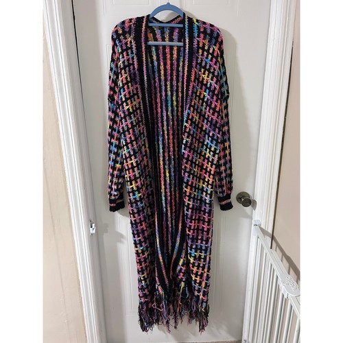 Multicolor rainbow knit duster - multicolor,