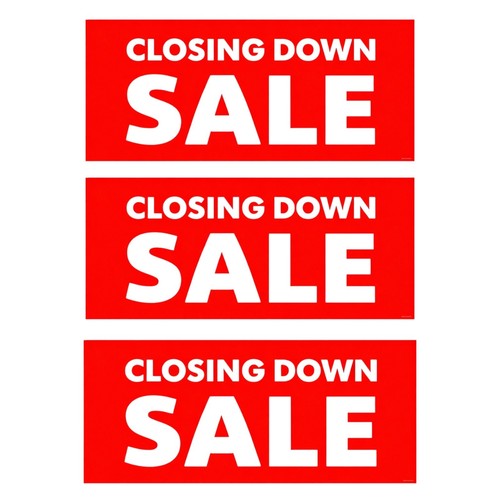 Closing down sale window - x,
