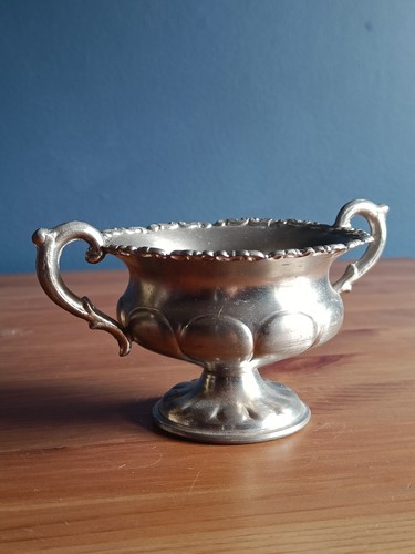 Vintage pewter sugar bowl two - vintage,