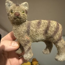 Vintage Flocked Tabby Cat