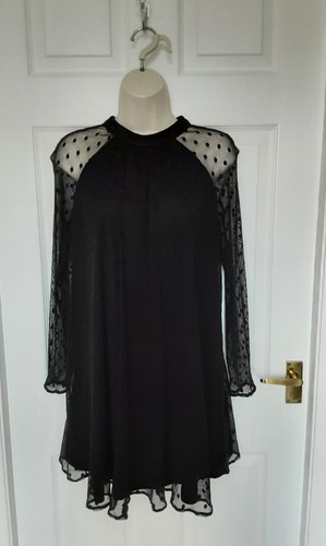 Zara black lace mini tunic - black,