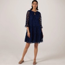 New Nina Leonard QVC Beautiful Navy Dress Size M 12-14