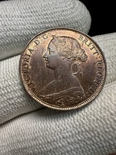 1861 Half Penny Coin Collectible Queen Victoria Era In Uncirculated Condition