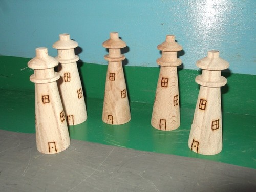 Turned wooden lighthouse - wooden,