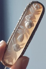 Carved Shell Cameo Brooch 19th