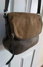 Clarks Taupe Genuine Leather and Suede Crossbody Bag Handbag