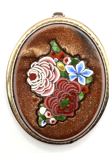 Antique micro mosaic pin - micro,