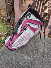 ⛳️ Lady PING Pink lightweight GOLF BAG w/Stand & Carry Strap Brest-Cancer logo 