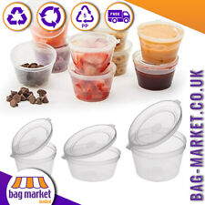 Hinged Lid Sauce Pots 1oz 2oz 4oz Clear Plastic Container for Takeaway Paint Wax