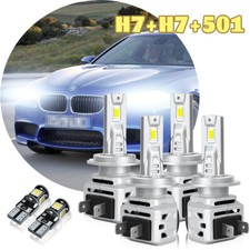 For BMW 5 Series F10 F11 2010-2016 H7 Super White LED Headlight Bulbs 501 Set