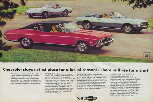 1968 chevy camaro corvette - chevy, ad