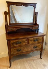 Edwardian Walnut Burr Dressing