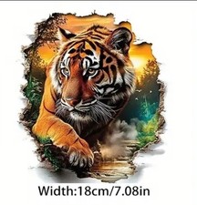Tiger Large DTF Heat Transfer Patch Iron On T Shirt Sticker Motif 18cm Wildlife 