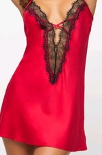 Ann Summers Red Cherryann Slip Chemise Nightie,Nighty Nightdress. Large
