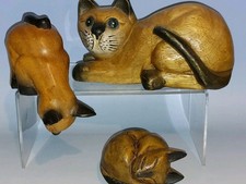 Hand-Carved Solid Wood Cat