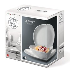 Bormioli Rocco Coconut 18Pc Dinner Service Set Opal Glass Tableware Dining Plate