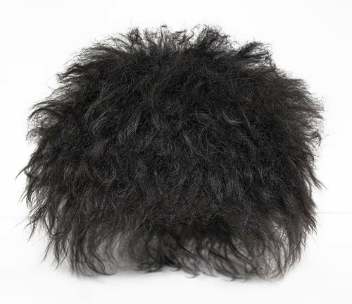 Shaggy sheepskin fur hat