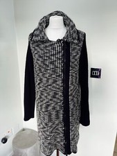 RRP: £200 Lauren Vidal Made in Italy Black/White Coat with Wool and Alpaca UK 14