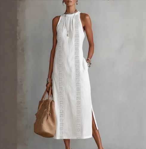 Women halter sleeveless midi - sleeveless,
