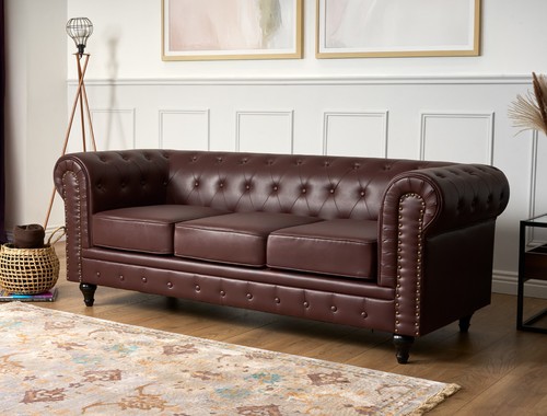 Chesterfield sofa suite - chesterfield, brown