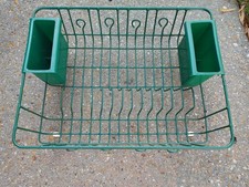 Rubbermaid vintage Dish Drainer green wire coated With 2 Cups