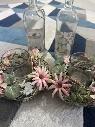 Rustic floral candle - rustic, holder