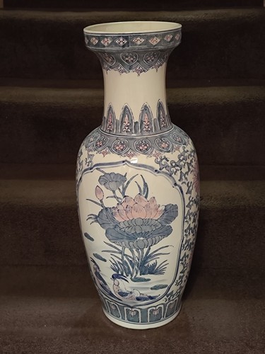 Inch floor vase blue white - inch,
