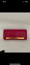 Saint Laurent Pink Fuschia Leather Clutch Bag Flap Closure Purse Handbag Medium