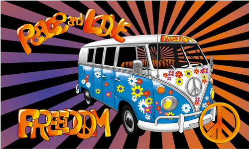 Peace love campervan flag - flag,