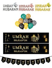 New Bumper Umrah Mubarak  Pack 2 Banners Bunting Balloons Decorate And Celebrate