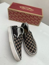 Vanns Classic Slip-On Checkerboard Black/Grey-Trainers Shoes SIZE UK 5,5