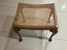 Vintage bedroom Wooden Stool Queen Ann Style Legs woven seat