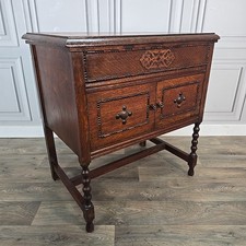 Antique Oak Sideboard Storage Cabinet Cupboard – Bobbin Turned - Arts & Crafts
