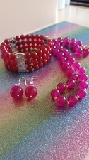Rose Red Jade Jewelry Set