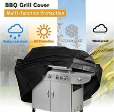 BBQ Waterproof Bar B Q Grill Cover 124cm x 73cm x 91cm, Black Polyethylene