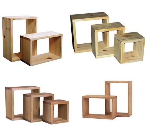 Wooden wall cube cubes shelf - wall,