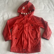 Next Dinosaur Jacket 5-6 Years Orange Boys waterproof fleece lined Rain Coat