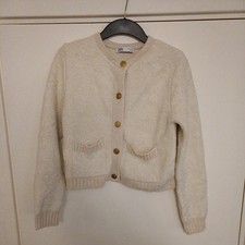 Zara Boucle Knit Cardigan Ecru