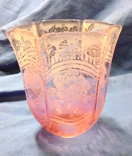 Vintage etched cranberry glass - vintage,