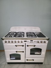 ALL GAS RANGEMASTER CLASSIC 110CM RANGE COOKER IN WHITE AND BRASS.  Ref--ED297