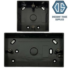 Single & Double Black Square Edge Surface Pattress Back Box 32mm Deep