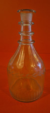 Antique Glass Carafe/Decanter 3 Ring Neck Clear