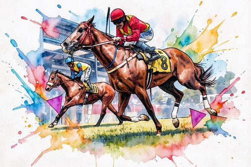 Greeting card horse racing - card, a5