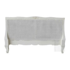 Antique White Louis Rattan French Headboard King Size New