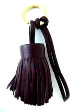 Mulberry Tassle Keyring Bag Charm in Burgundy Leather in Retired design