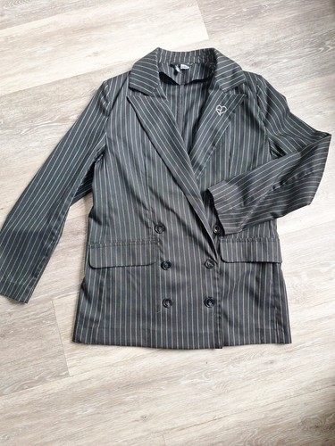 Ladies black pinstripe jacket - pinstripe,
