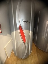 Tan Sun Symphony Vertical Sunbed In Grey With Changing Room